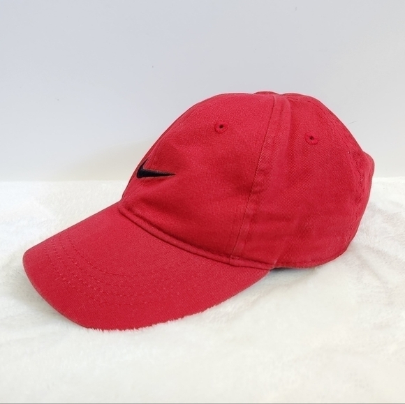Nike Red Black Swoosh Just Do It Baseball Hat Cap Unisex Child Size 4-7 - Picture 2 of 13